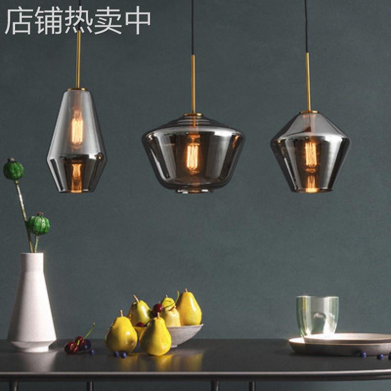 北欧现代简约咖啡厅设计师创意店铺吧台客厅餐厅烟灰琥珀玻璃吊灯