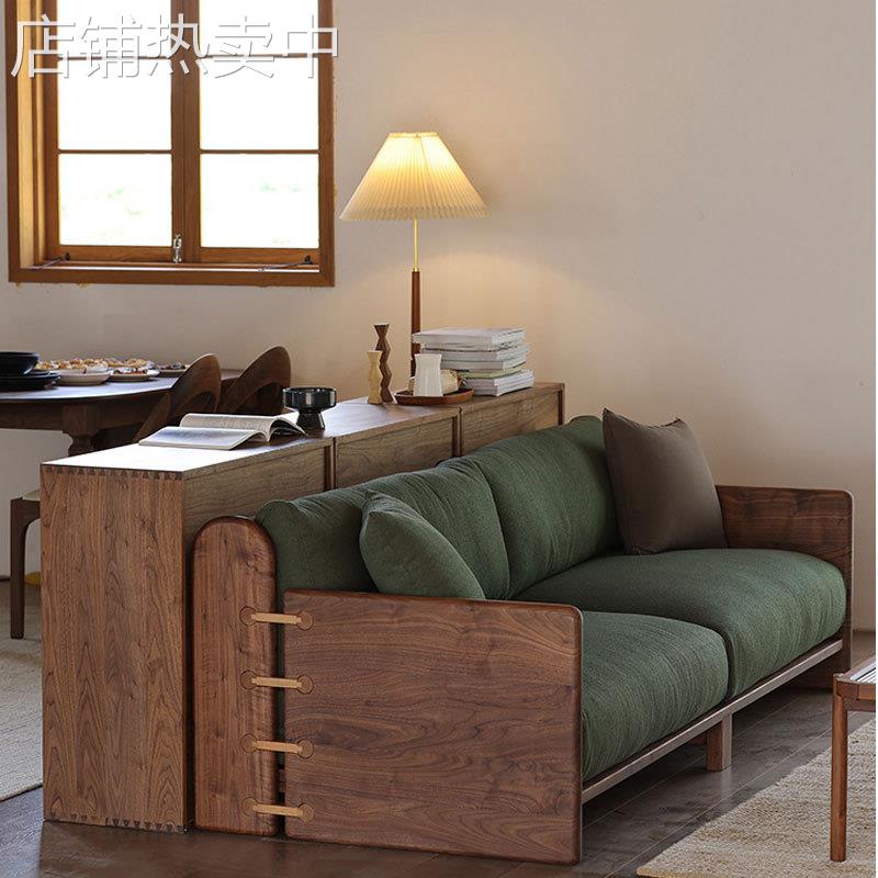 夯实木业红木沙发全实木客厅黑胡桃木组合小户型纯实木双人原木