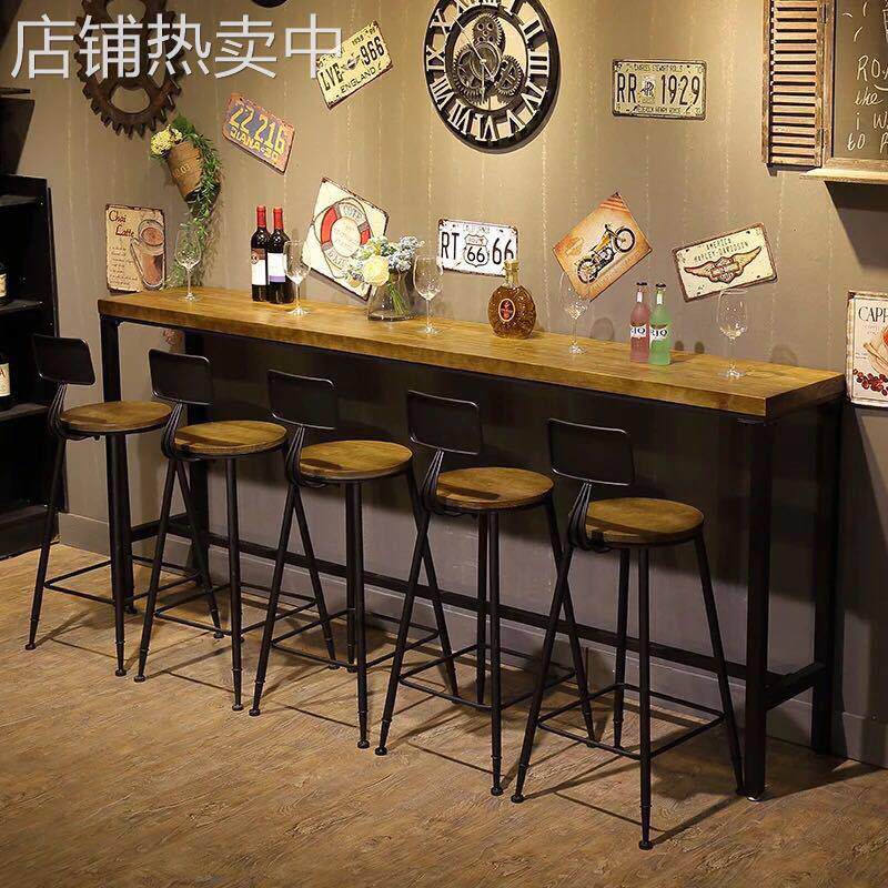 工业风铁艺实木家用吧台椅桌现代简约吧台高脚凳咖啡厅酒吧桌椅