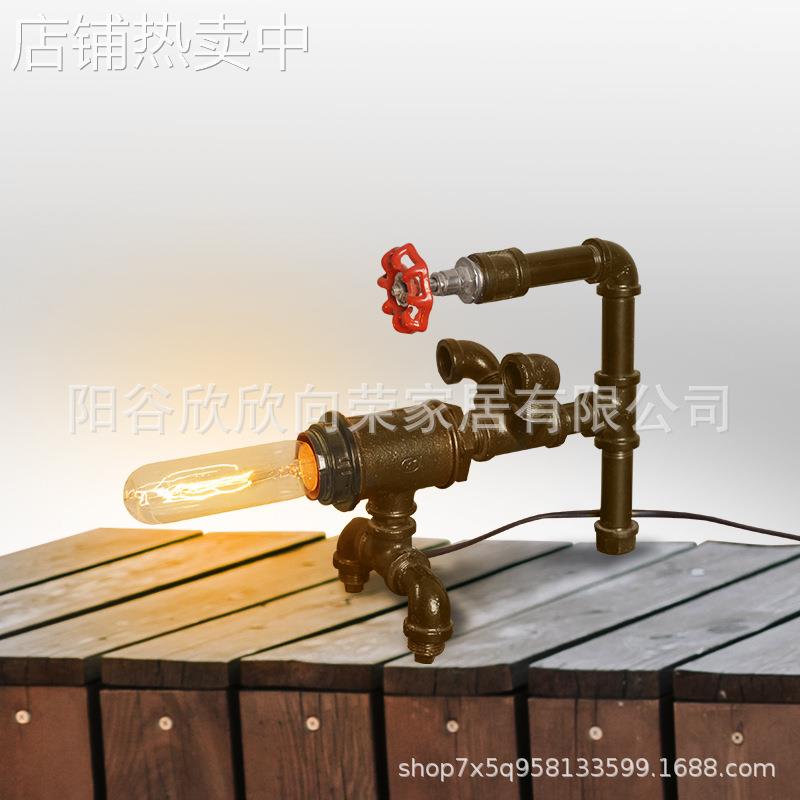 复古工业风美式乡村loft灯饰个性创意咖啡酒吧水管机器人台灯摆件