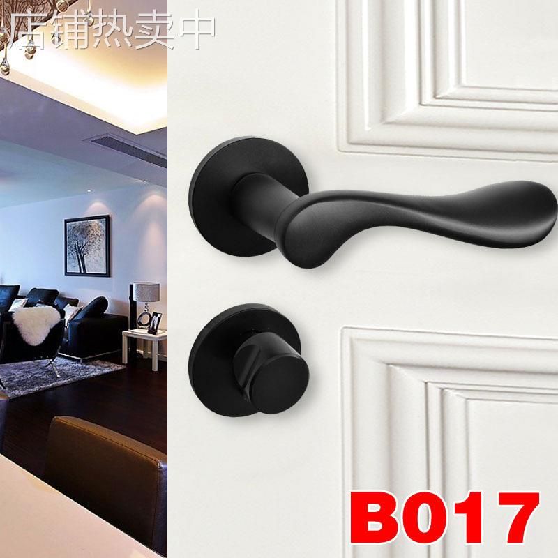 门锁室内卧室家用木门通用型门把手分体美式黑色房门锁静音门锁具