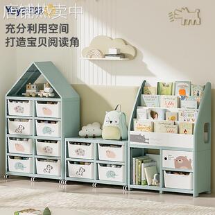 儿童书架简易落地宝宝书本玩具置物架加厚大容量收纳架子外贸