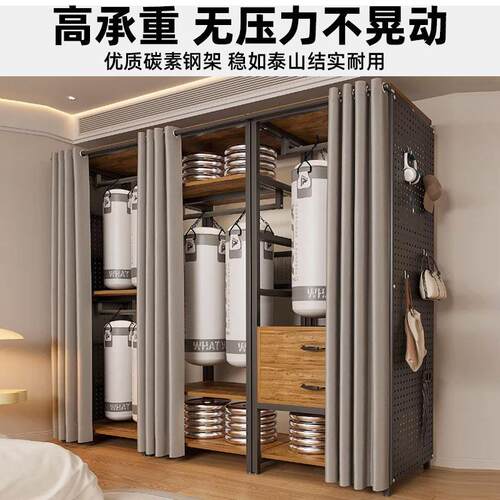 货架型衣柜衣帽架家用卧室金属落地挂衣架衣帽间步入架子组合加固