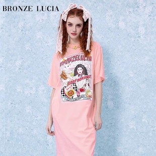 夏小众设计裙子 连衣裙中长款 Lucia早餐少女T恤裙2024新款 Bronze