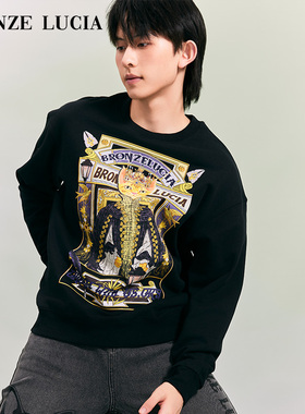 【陈添祥同款】Bronze Lucia皇冠猫圆领卫衣长袖直筒韩版休闲设计