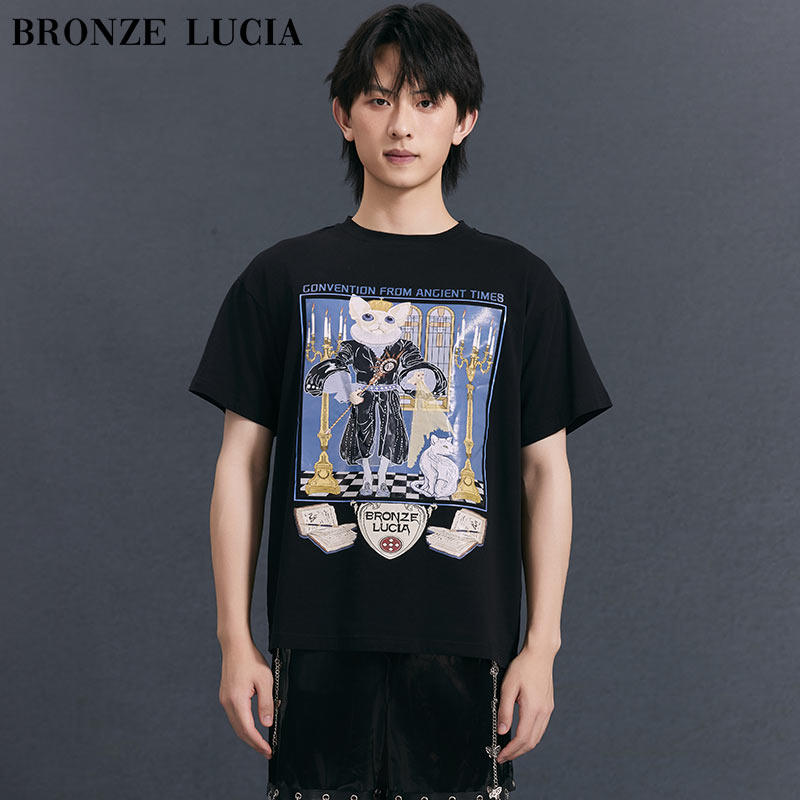 【陈添祥同款】Bronze Lucia魔法猫t恤女夏季短袖纯棉男女印花