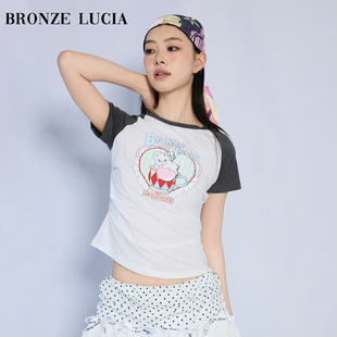 Bronze Luciamomorei联名 短袖印花T恤原创设计上衣学院风少女