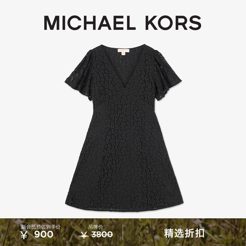 MK女士蕾丝V领连衣裙
