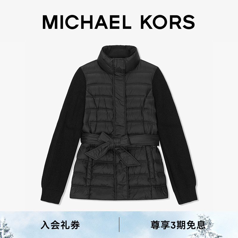 MK收腰系带立领羽绒服外套