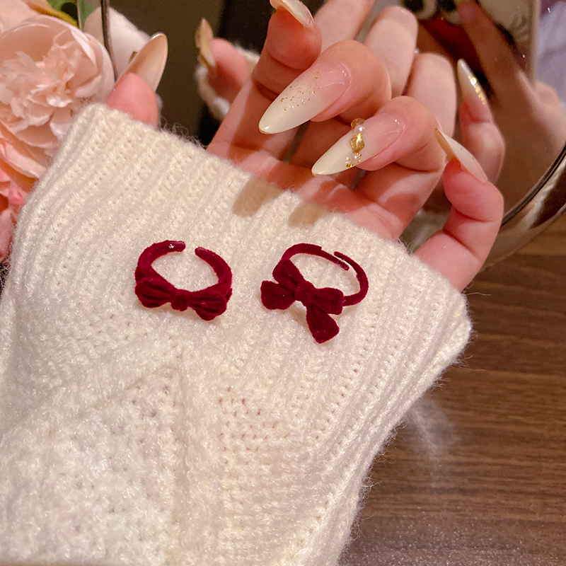 蝴蝶结毛绒戒指秋冬小众设计感