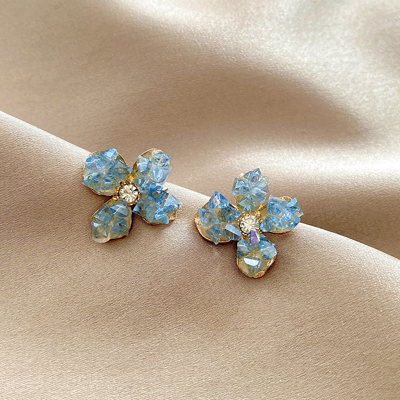 那片海日韩花朵耳钉女