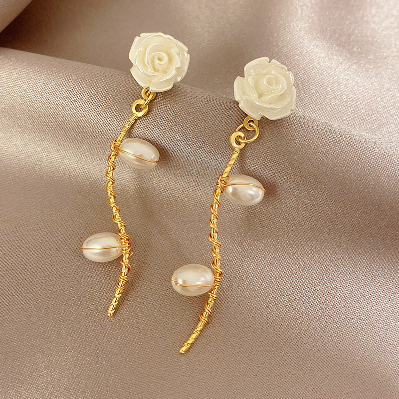 那片海长款山茶花耳饰女