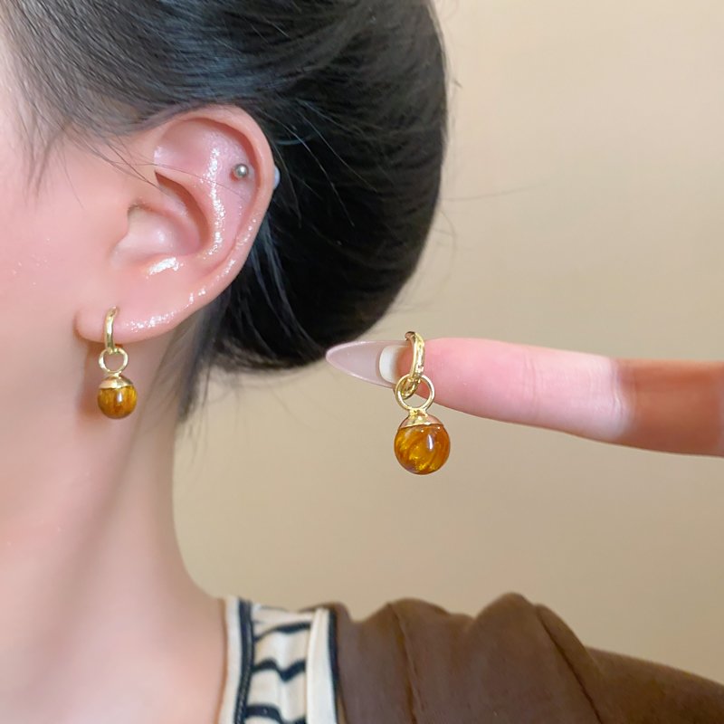 高级感虎眼石几何耳钉