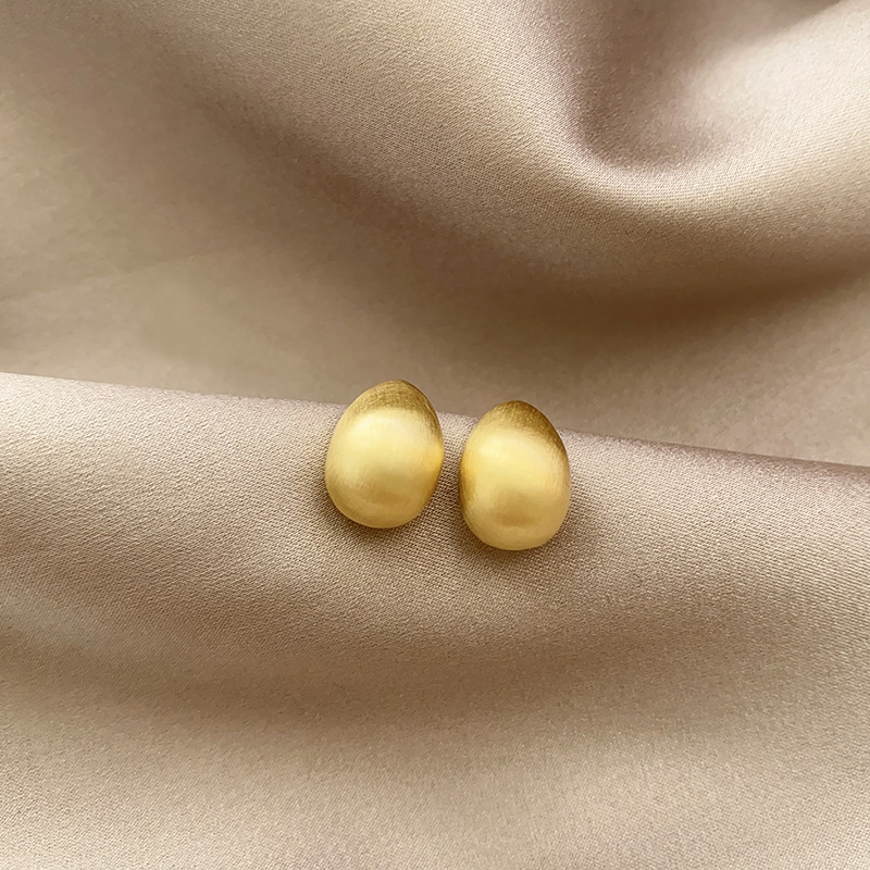 复古磨砂拉丝豆豆耳钉女