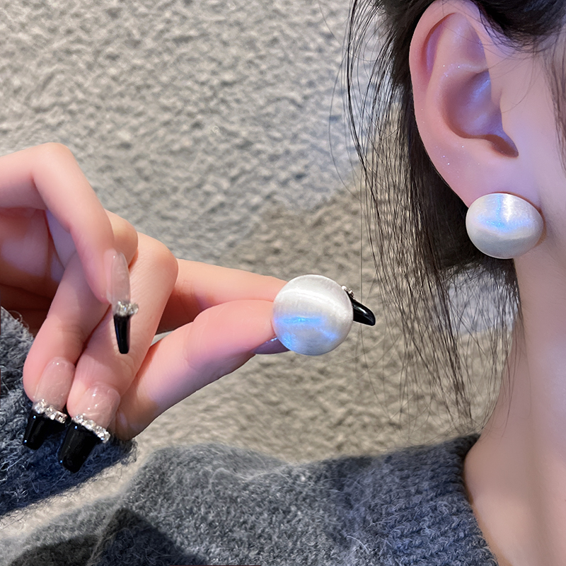 那片海个性磨砂圆形耳钉女