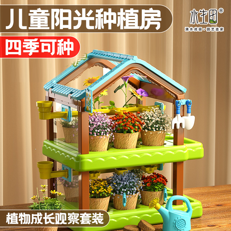 儿童迷你绿植种植小盆栽种花种菜小农场植物生长观察温室阳台套装