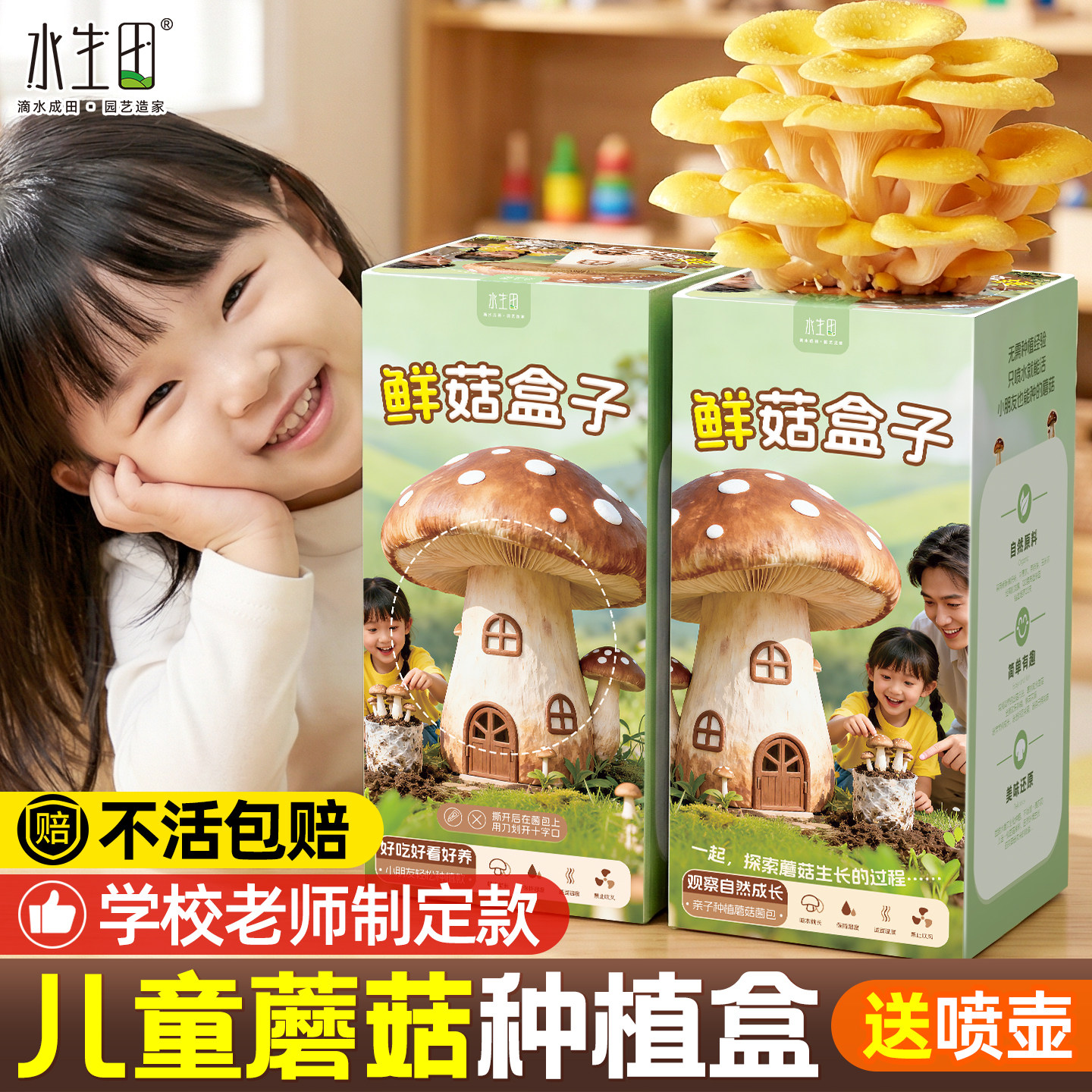 儿童种植小盆栽蘑菇种植包盒子可食用黑平菇菌包菌种学生自种家庭,鲜花速递/花卉仿真/绿植园艺,多肉植物,淘宝优惠券,粉丝福利购,淘宝优惠卷