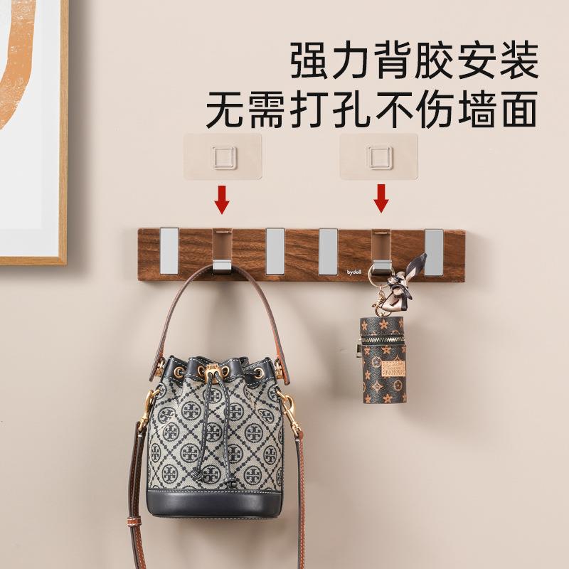 挂钩免打孔粘钩胡桃木纹钢琴键联排挂钩挂钩粘钩一排塑料挂勾