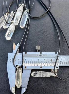 天然白水晶单晶体项链水晶原石六角柱吊坠挂件配饰饰品工厂