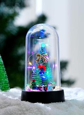 新款圣诞节小夜灯玻璃罩发光圣诞树塑料罩桌面摆件小礼品圣诞礼物