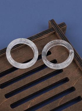 跨境热销亚马逊爆款天然石粉晶玫瑰石英戒指宽度6MM17#18#19#