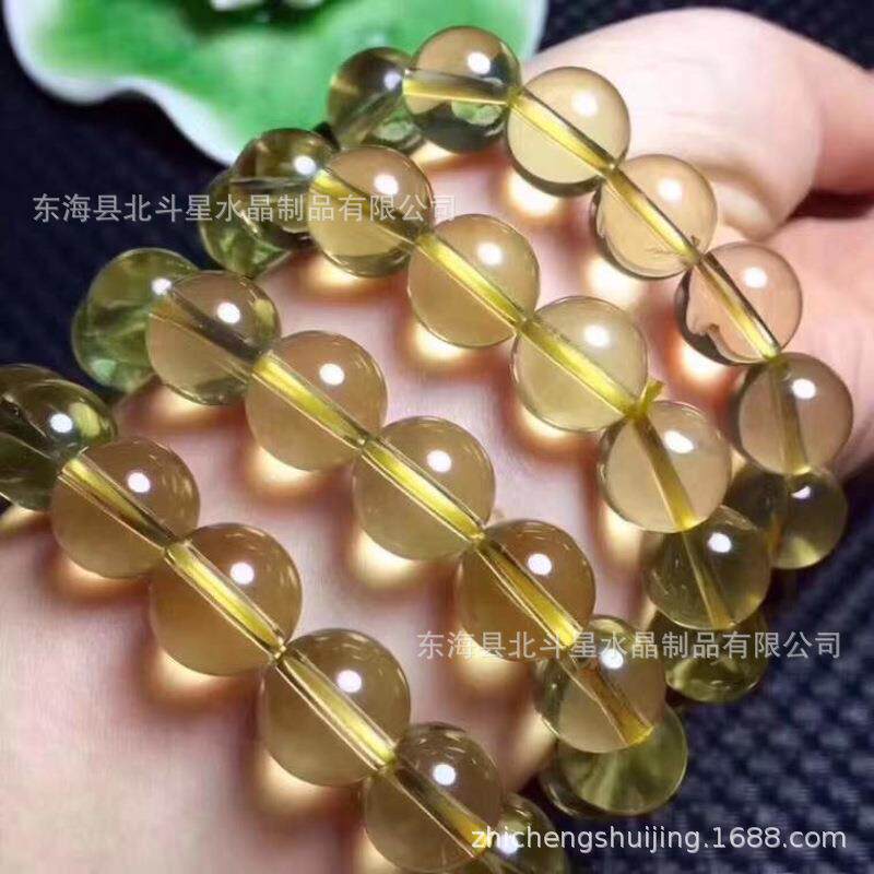 天然全透柠檬黄水晶手链圆珠男女款手串东海水晶6-14mm