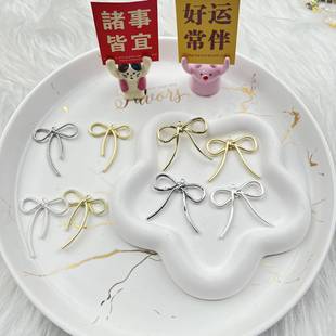 日韩潮流蝴蝶结耳环吊坠合金饰品配件K金保色服饰包包挂件配饰