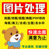 P图片处理ps修图改PDF数字抠图做主图海报去水印合成美工设计代做