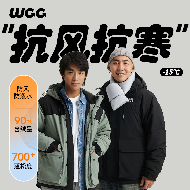 wcc工装连帽秋冬90绒羽绒加厚