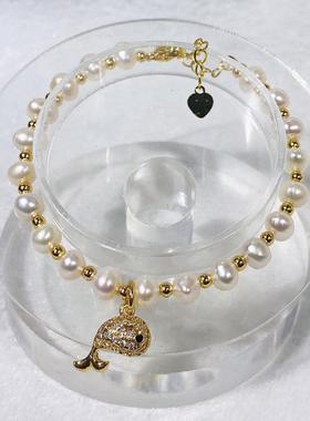 珍珠手链镶嵌海星时尚贝壳独立装送礼纪念个性设计圆珠链手串精致