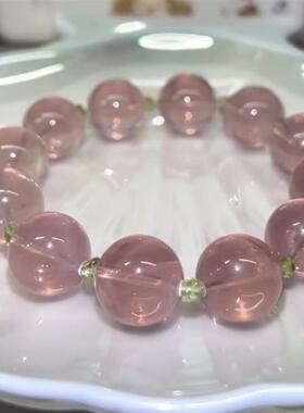 樱桃粉仿粉水晶手串清新甜美冰透手G串夏季新款手链女高级感女生
