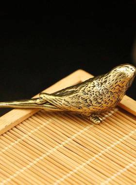 黄铜复古实心鹦鹉摆件桌面装饰工艺品创意国潮动物铜摆件