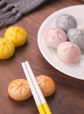 日式陶瓷筷子架创意包子肉包筷托筷子架家用餐厅放筷子勺子托筷枕