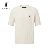 25秋季 针织衫 新款 保罗男装 POLOWALK男士 显瘦绞花毛衣半袖 圆领短袖