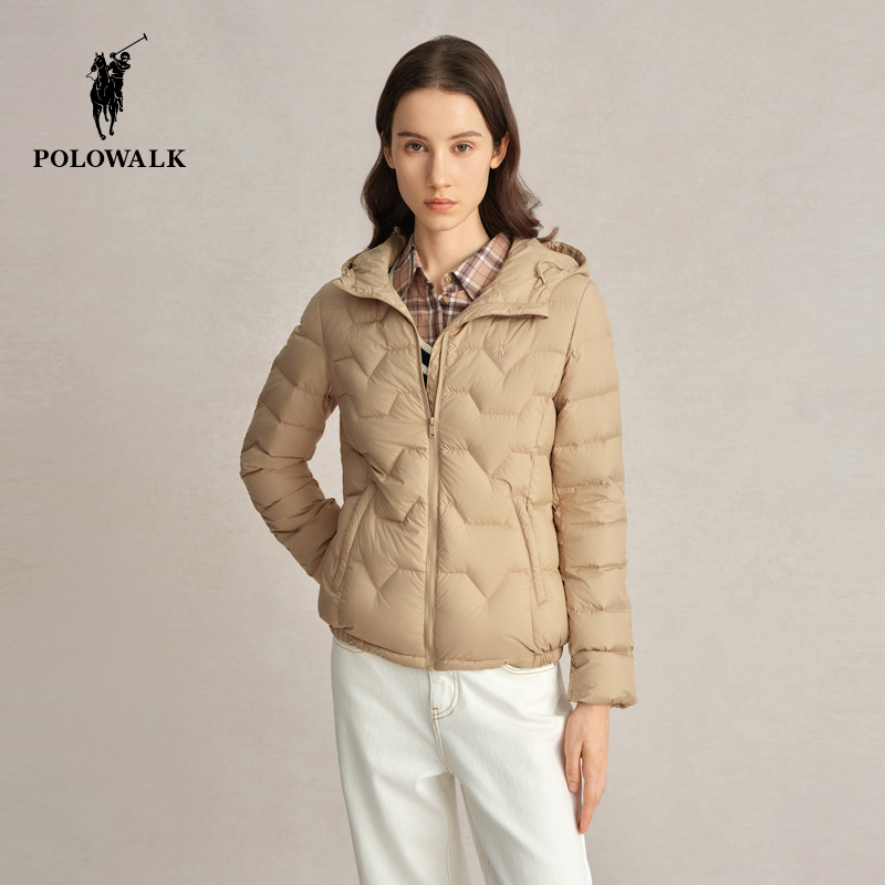 商场同款简约气质连帽轻薄羽绒服