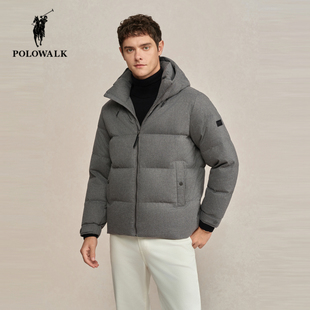 POLOWALK男士连帽羽绒服2025冬季新款保罗男装商务休闲保暖短外套