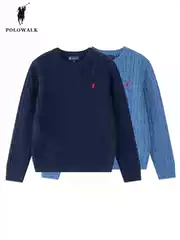 Polowalk Children's Clothing Boys' and Girls' Sweaters 2025 Autumn New Polo Children's Cable Knit Pullover Top