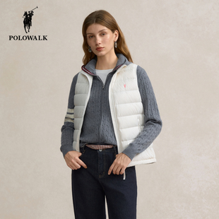 POLOWALK立领羽绒马甲女25冬季新款保罗女装时尚气质保暖背心外套