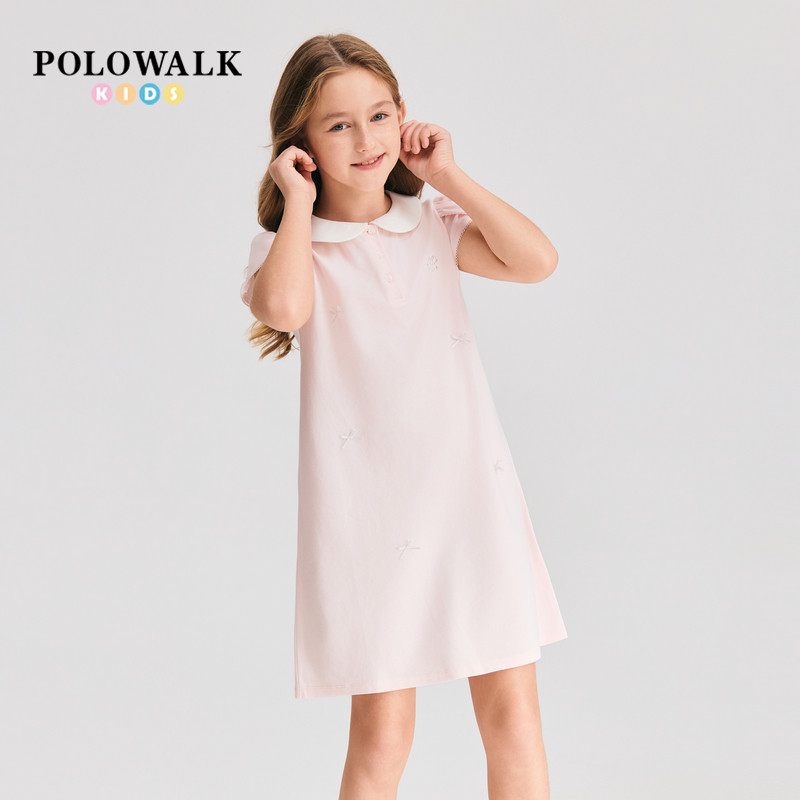 POLOWALK女童娃娃领短袖连衣裙子图片