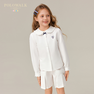 POLOWALK女童气质学院风长袖衬衫