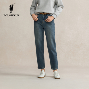 POLOWALK直筒牛仔裤女2025秋季新款保罗女装经典百搭休闲显瘦裤子