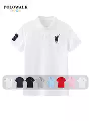 Polowalk Kidsren's Clothing Boys' Short-Sleeved Polo Shirt Summer New Style Polo Kidsren's Sports Style Lapel Half-Sleeved T-Shirt