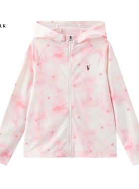 POLOWALK童装女童防风衣夏季新款保罗儿童简约休闲连帽外套上衣