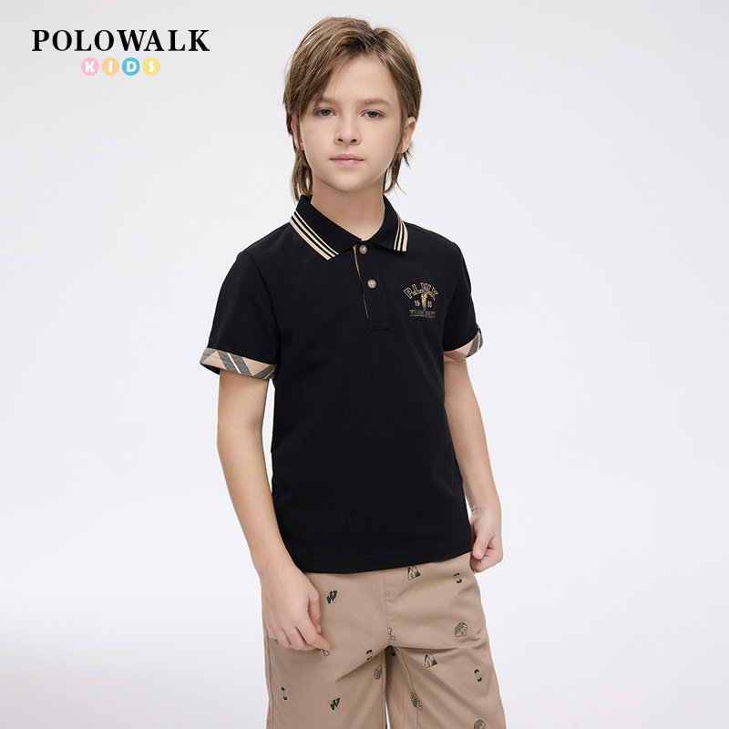 POLOWALK男童洋气翻领短袖polo衫图片