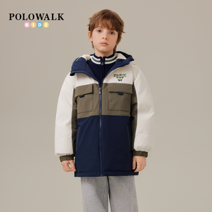 POLOWALK童装男童羽绒服25冬季新款保罗儿童时尚保暖百搭连帽外套