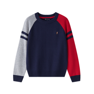 POLOWALK童装男童针织衫秋冬新款保罗儿童休闲保暖圆领毛衣打底衫