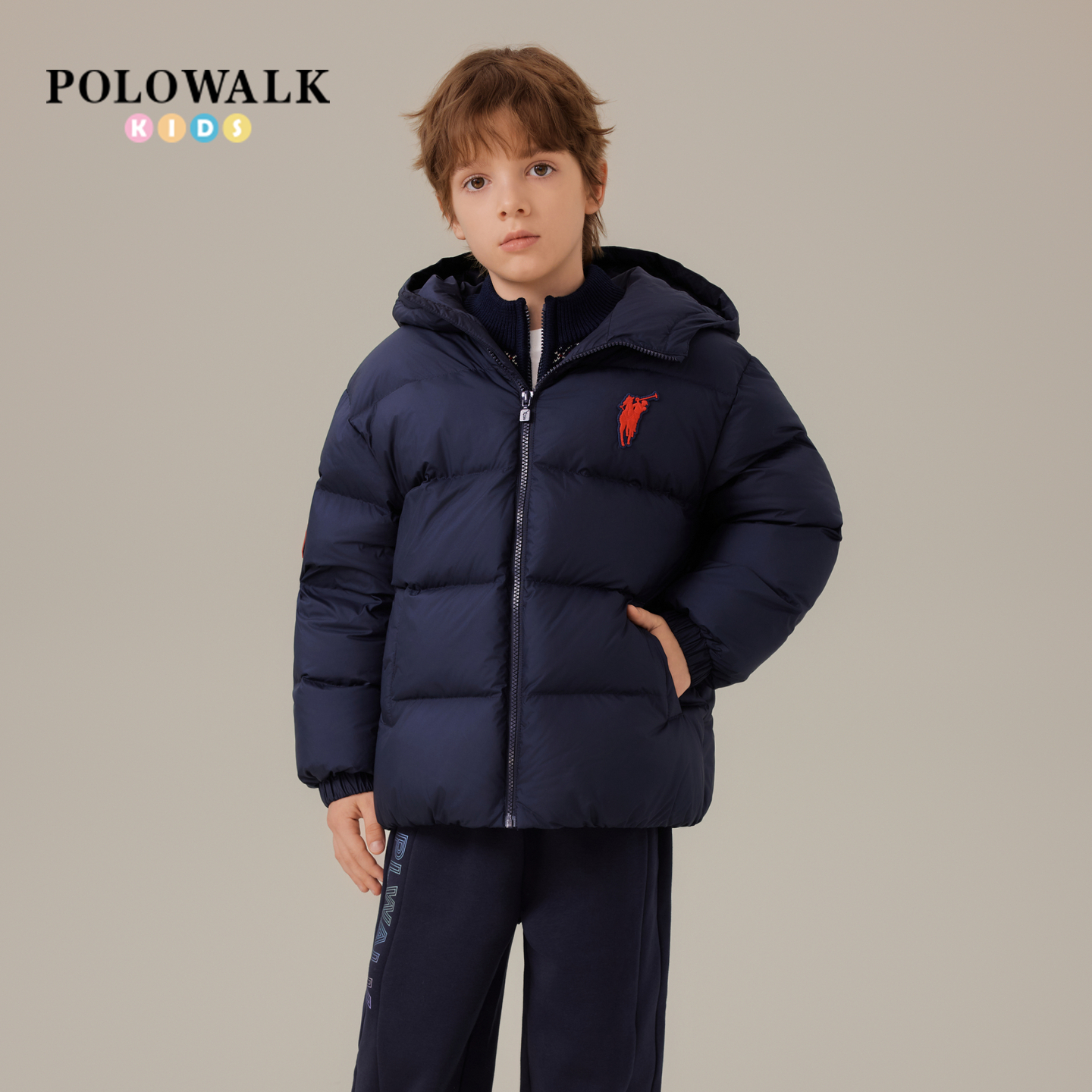 POLOWALK冬季新品男童连帽羽绒服