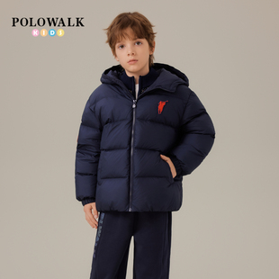 POLOWALK童装男童羽绒服2025冬季新款保罗儿童加厚保暖连帽面包服
