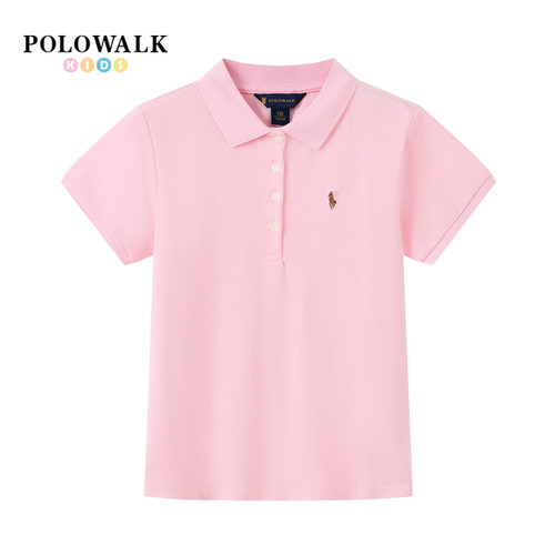POLOWALK童装女童翻领短袖T恤衫