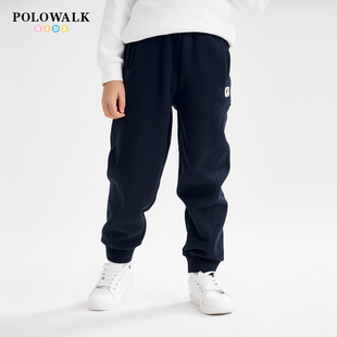中大童休闲百搭束脚运动裤 POLOWALK童装 男童加绒卫裤 新款 2024秋季